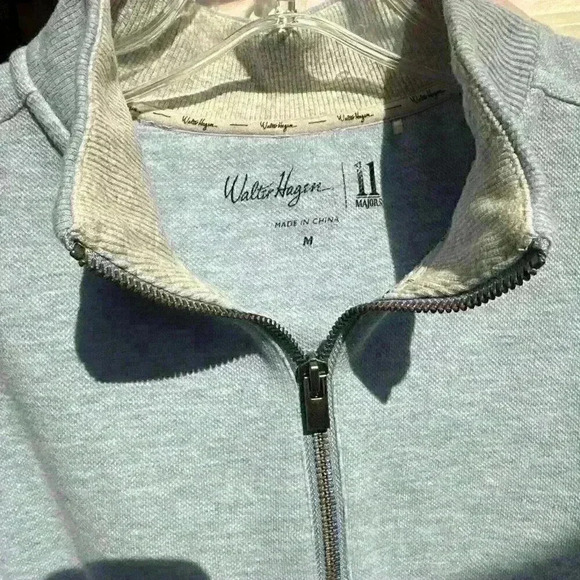Walter Hagen 11 Majors Mens M 1/4 Zip Sweatshirt Sky Blue Golf Outdoor Casual - Picture 4 of 16